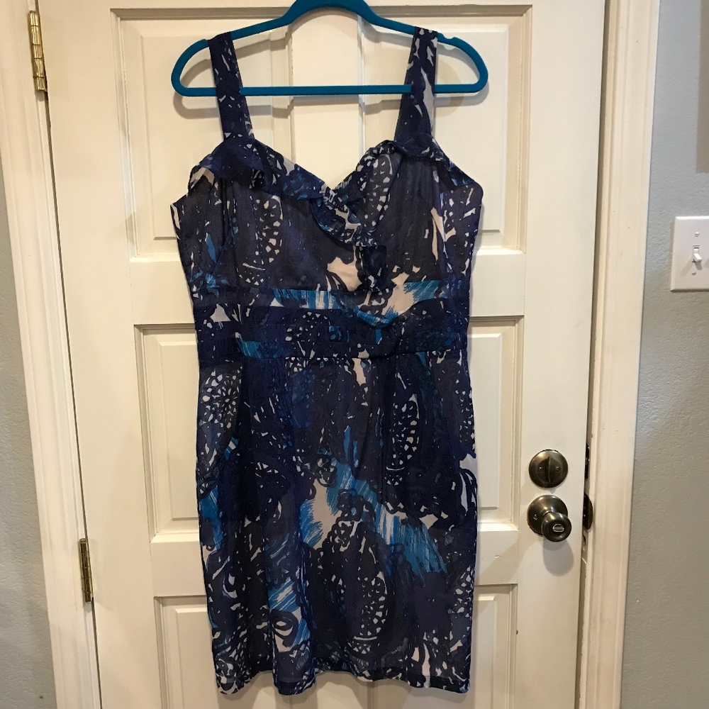 Peruvian Connection Cote Dazur Dress Blue Floral